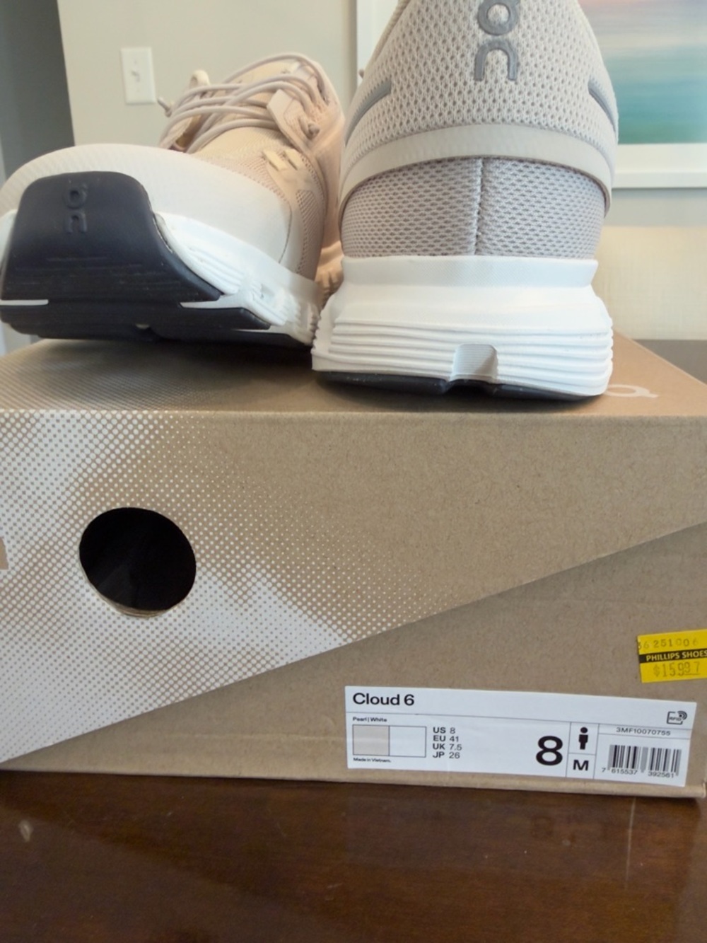 On, Cloud 6 Sneaker in Pearl White size 8 Men’s (Ladies 9.5 equivalent) - Picture 12 of 12